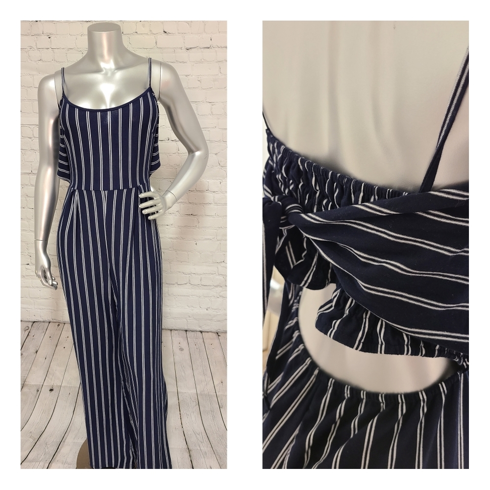 Tied Pinstripe Jumpsuit